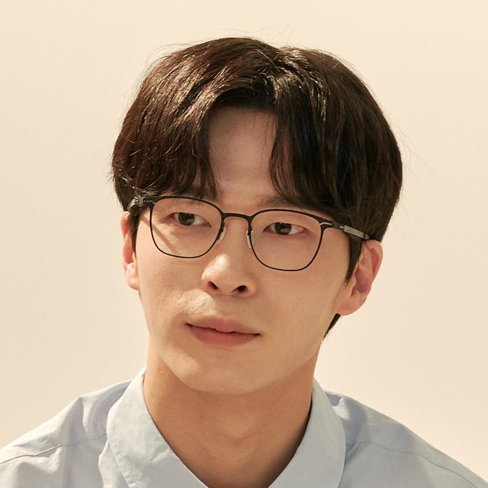 Alloaiweeo [The Air_Flat] Al8306 0909M Ultra-Lightweight Officer Square Black Eyeglass Frame