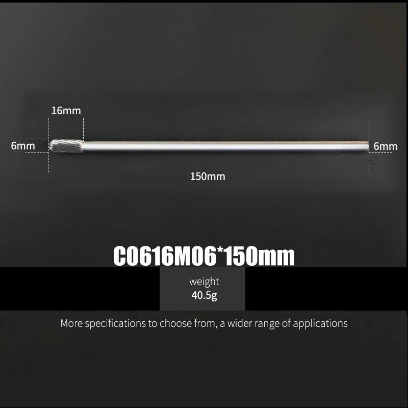 150mm Length 1Pcs Tungsten Carbide Rotary Files Cylindrical Round Sharp Type 6mm 8mm 10mm Woodworking Metal Milling Cutter