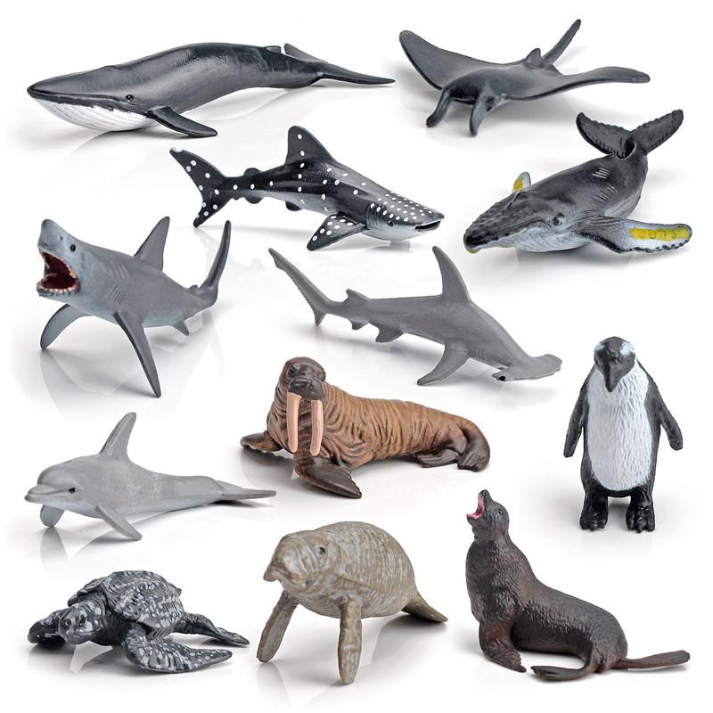 Realistic Pvc Orca Devil Fish Sea Lion Penguin Dolphin Ocean Animal Diver Model Set