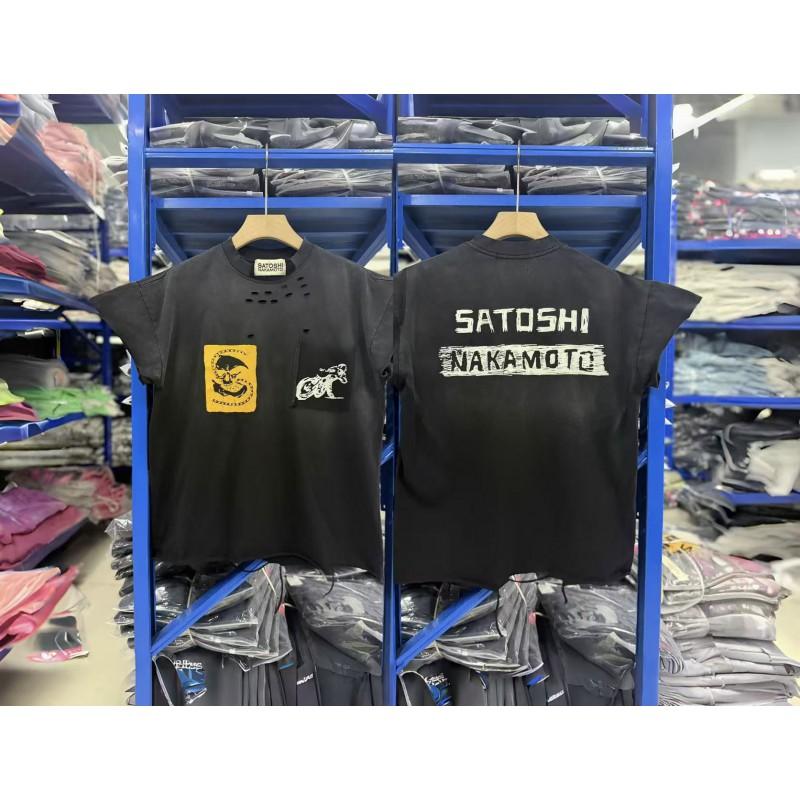 Satoshi Streetwear Tank Top Men Loose Fit Casual Hip Hop Letter Print T-Shirt