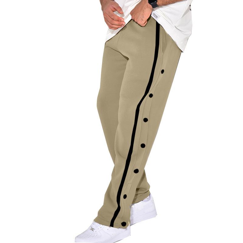 Men's casual sports buttoned trousers men's autumn new loose straight drawstring large size trousers