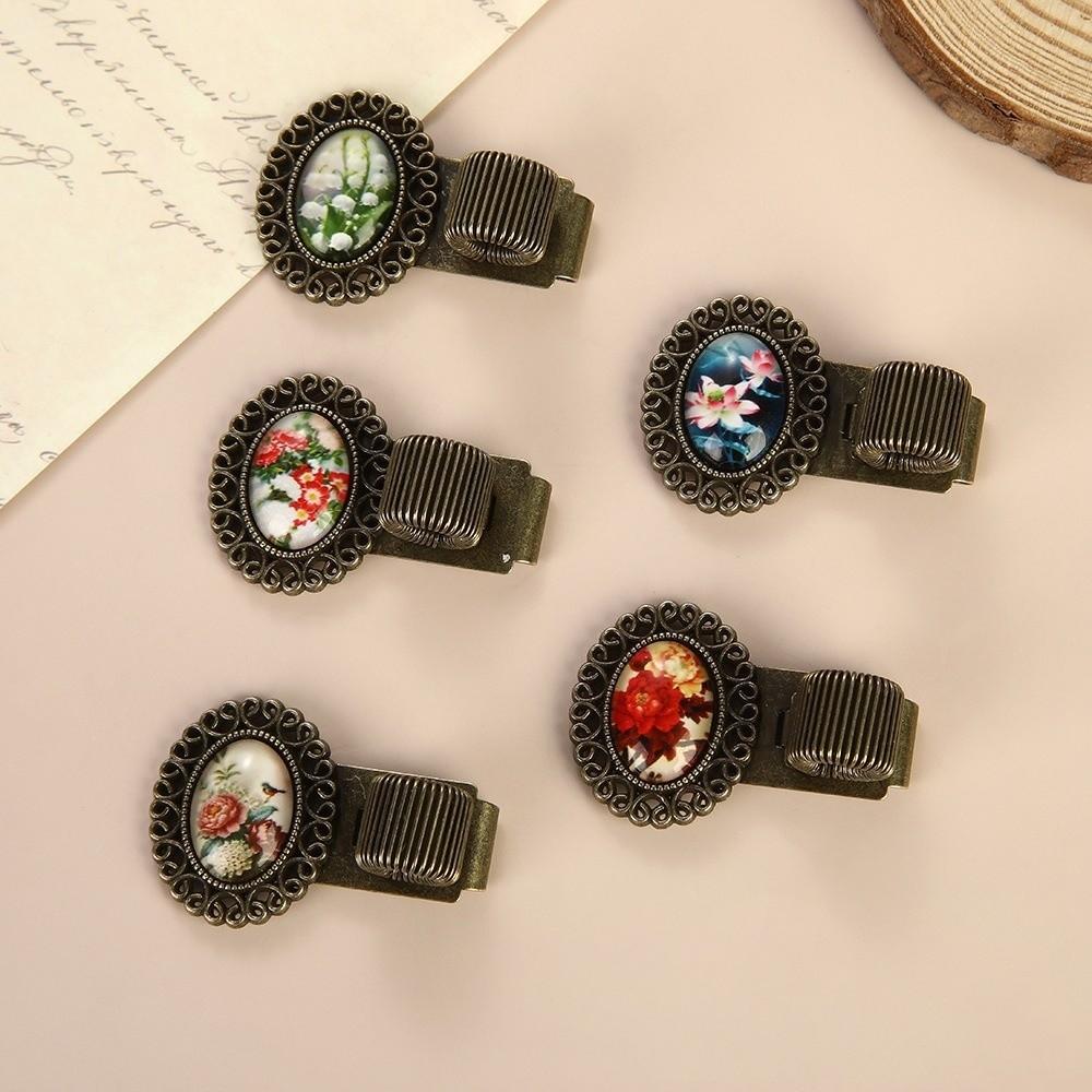 Multi-functional Pen Loop Holder Metal Vintage Floral Pen Clip Pencil Holder  Student Stationery