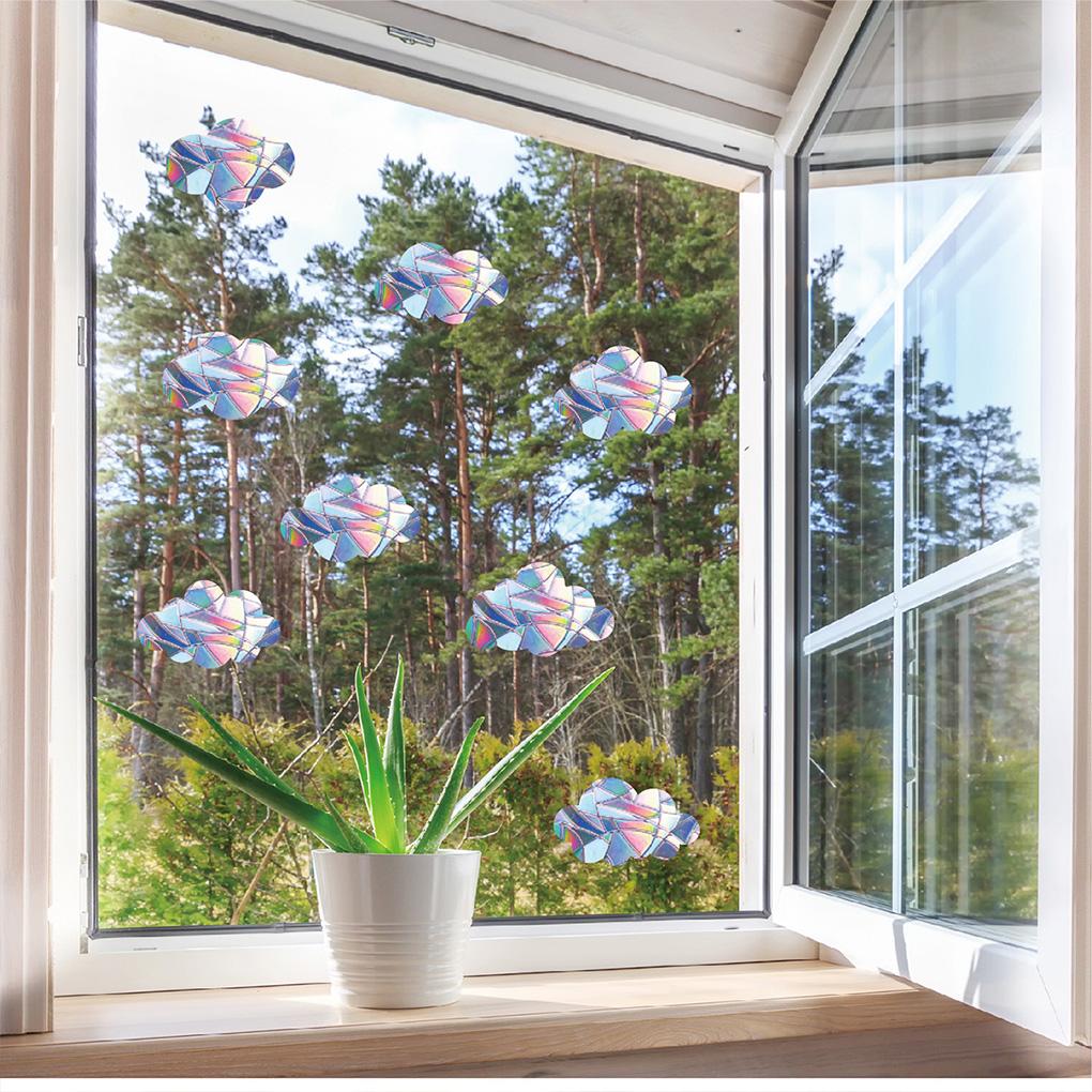 Glass Sticker Rainbow Anti Collision DIY Window Decal Removable Reusable Sun Catcher Cloud Attachable Mirror Cling Bedroom
