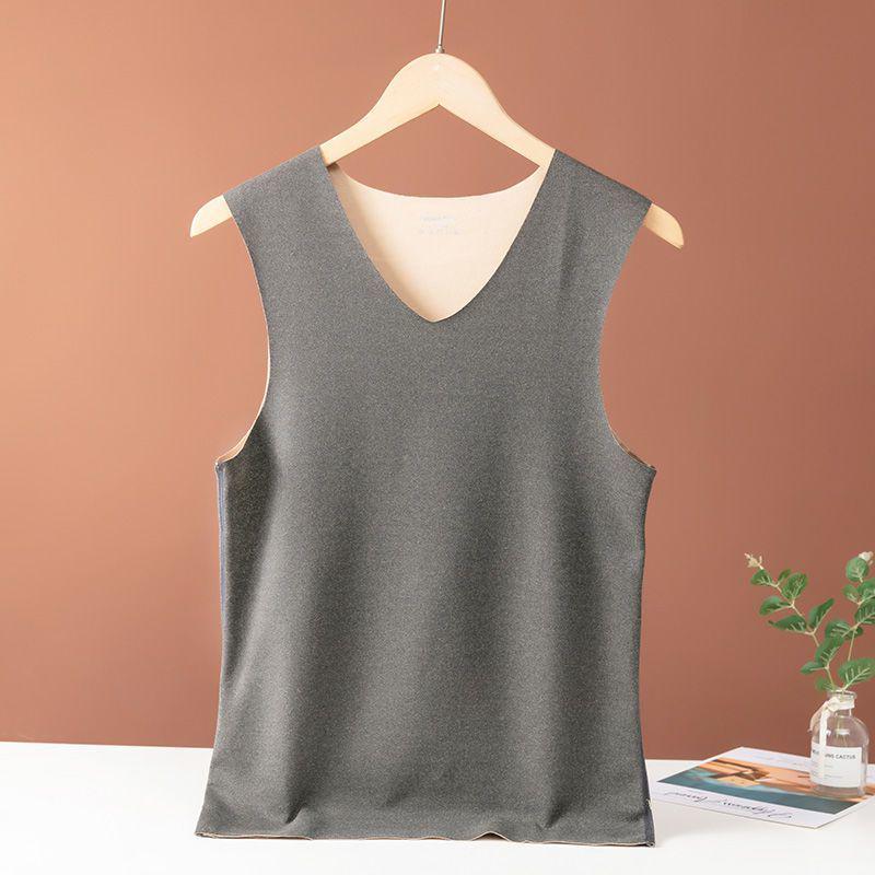 Męski bezszwowy dwustronny aksamitny ciepły bezrękawnik z drapanym spodem.