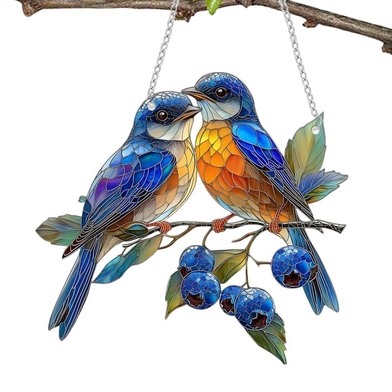 Dangling Bird Ornaments Dangling Bird Light Catcher 2D Acrylic Birds Centerpiece Window Panel Decor for Home Studio Restaurant