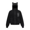 Herren Übergroßes Kapuzensweatshirt Mit Kreuz Dämonen Print Baumwollmischung Reißverschluss Streetwear