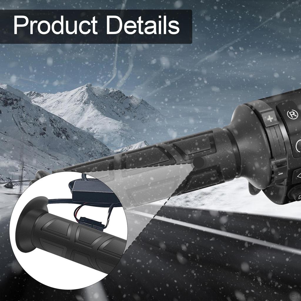 Motorcycle Heated Hand Grips, Quick Installation, Handlebar Grips for Motorbike