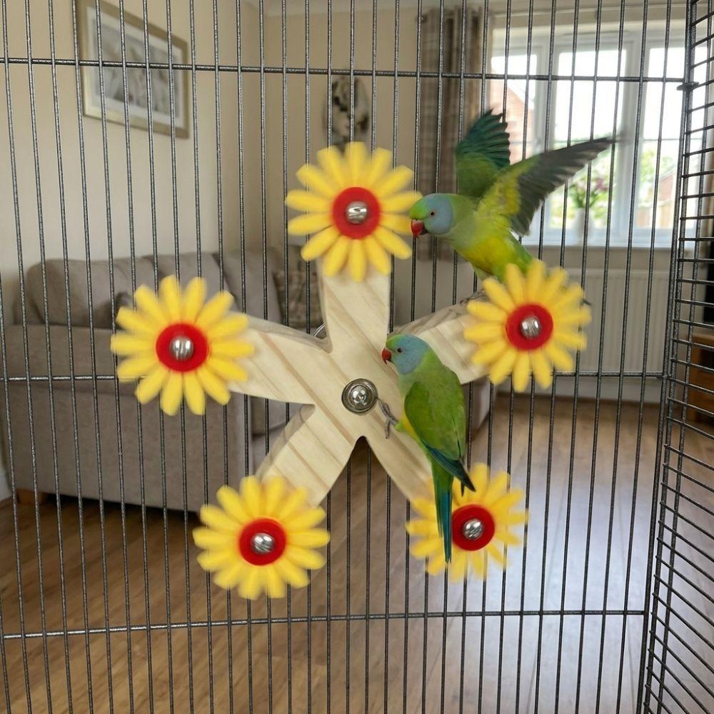 Bite-Resistant Wooden Parrots Ferris Wheel With Bearings Bird Swing Toy  Bird Cage Accessories