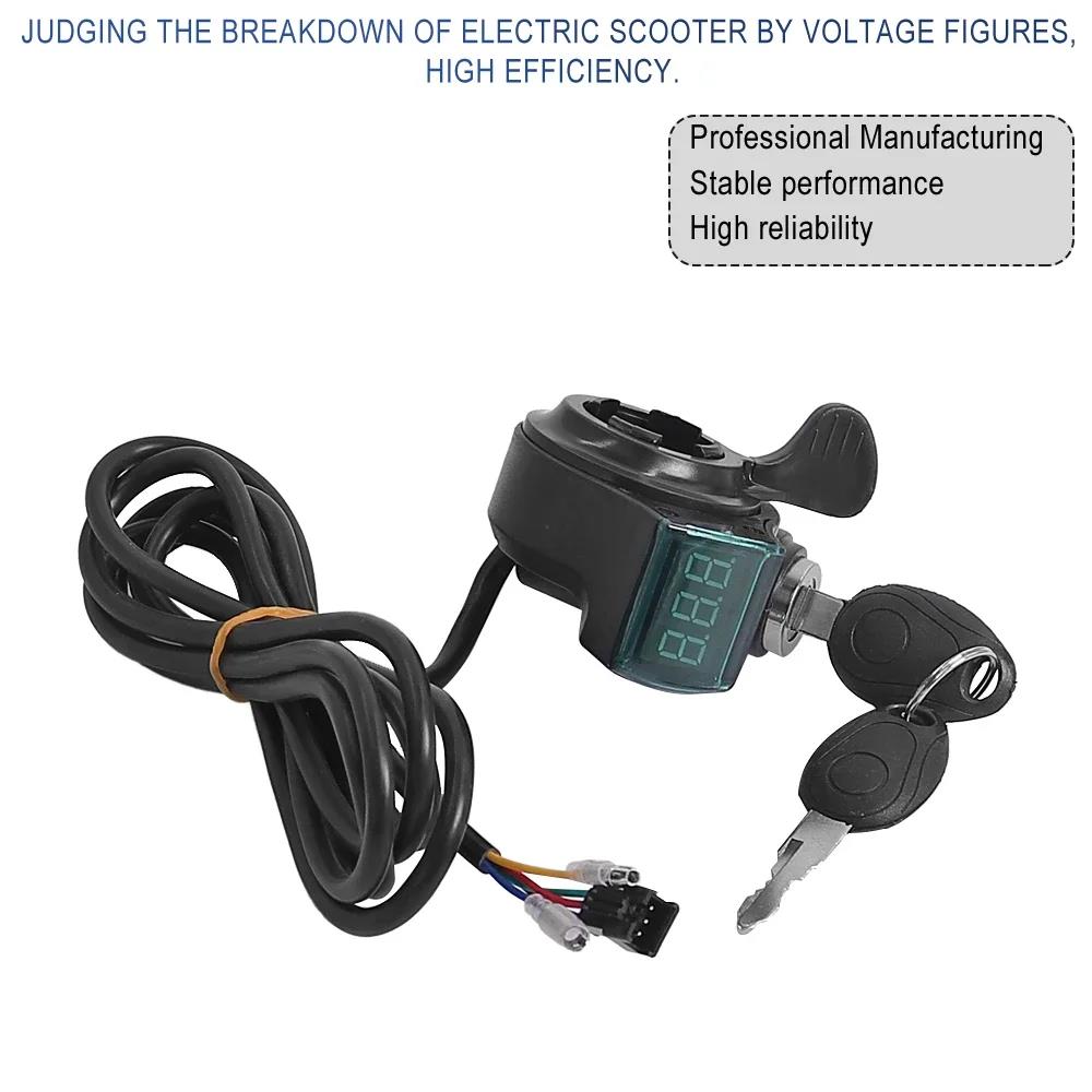 Thumb Throttle with Digital Voltmeter LCD Display Power Switch with Key Lock for Electric Scooter Electric Bicycle Parts Throttles 2