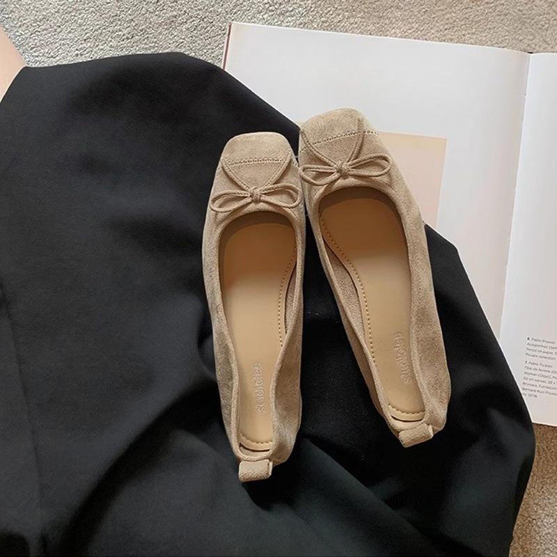 New Style Elegant Square-toe Low-cut Thick-soled Versatile Ultra-soft Women's Slip-on Shoes