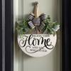 Welcome Sign For Front Door, Rustic Round Wood Wreaths Wall Hanging Outdoor Decor, Porch Fence Decorations Hanging Gift For Home