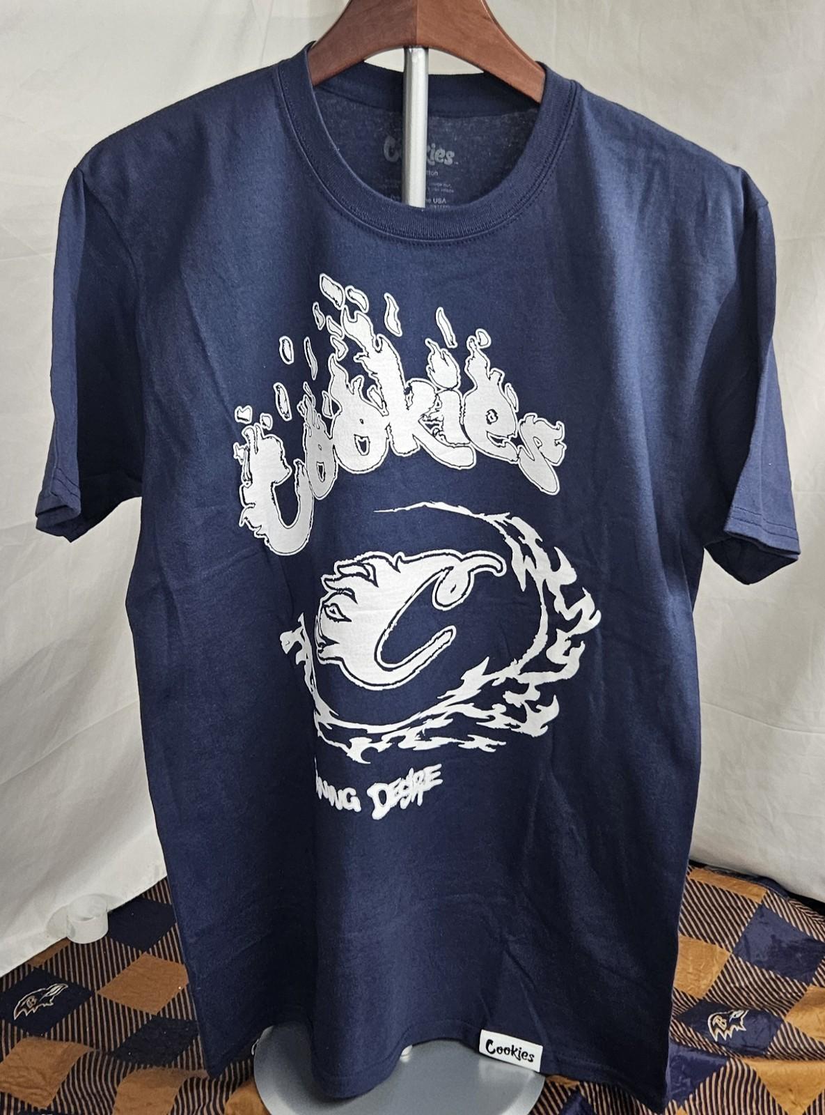 Men s Cookies Burning Desire Graphic Size Medium Blue Unisex T-Shirt S