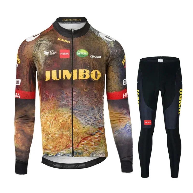 2026 Jumbo New Pro Team Cycling Jerseys Spring Autumn Men MTB Ropa Ciclismo Long Sleeve Bicycle Clothing Bike Uniform Bike Jersey Set
