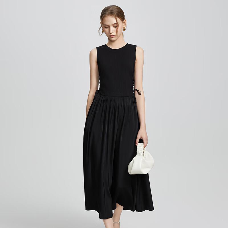 Women's Knitted Splicing Sleeveless Midi Dress