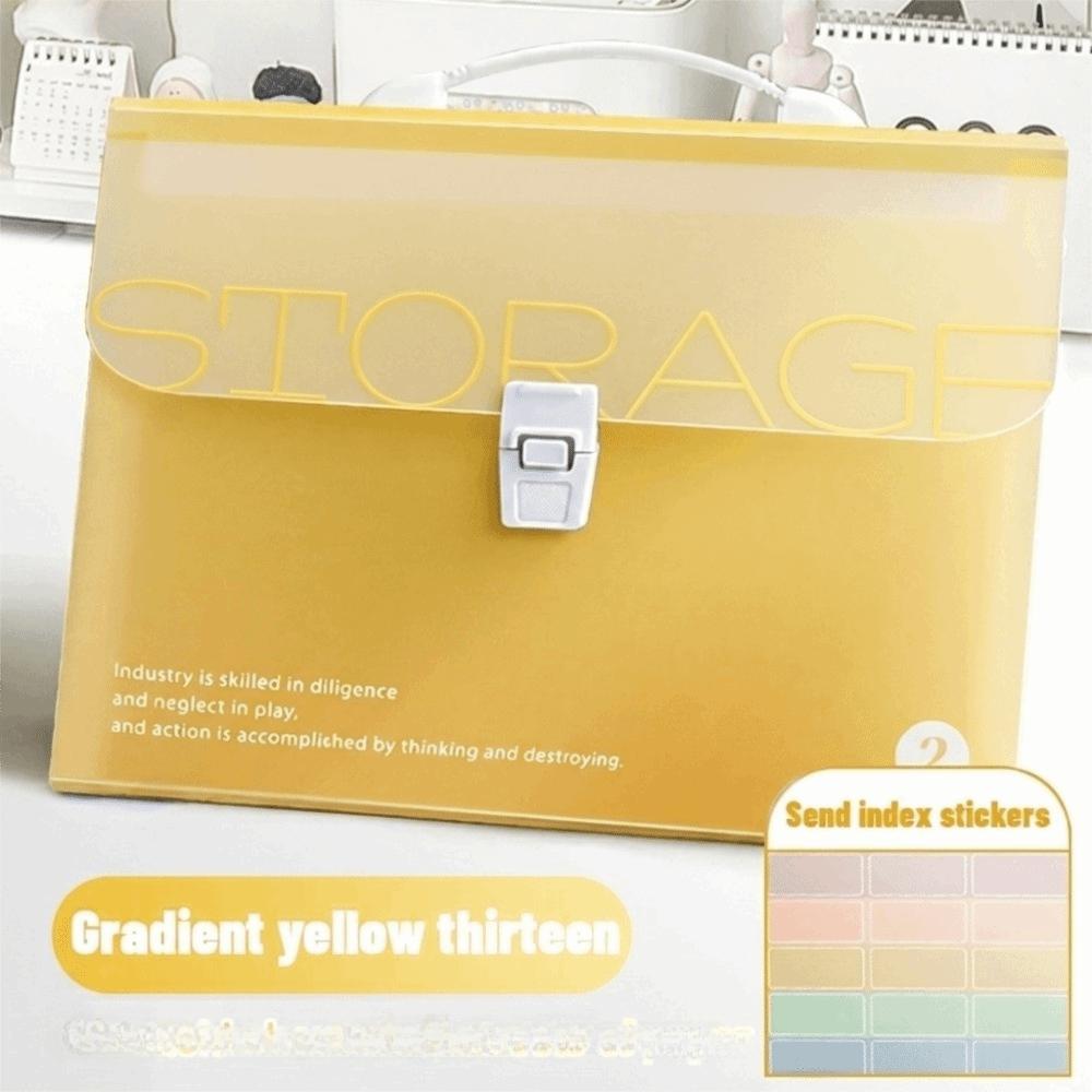 

Gradient Color 13 Layer Folder Kawaii Student Test Paper Storage Bag Shool жёлтый