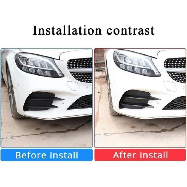 4X For Benz C-Class W205 ABS Front Bumper Grille Fog Light Cover Trim -