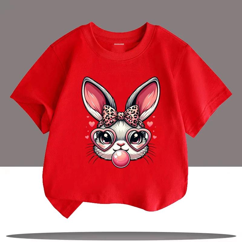 Rabbit Printed Pattern Children Tshirts Summer Girls Boys Casual Colorful Cute Tops Funny Kids ONeck Short Sleeve Tshirts