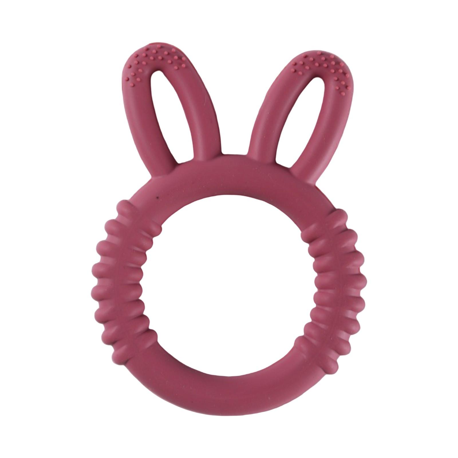 

Детский силиконовый прорезыватель для зубов Кролик для малышей Успокаивающая игрушка для кусания детей One Size красный