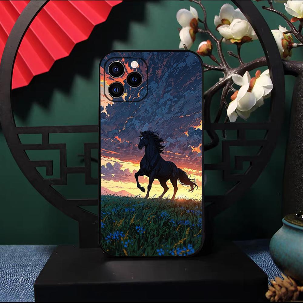 Cool Running Horse Phone Case For IPhone 17 Pro Max 16 15 14 Pro Max 13 11 X Xs Xr 8 7Plus Silicone Cover