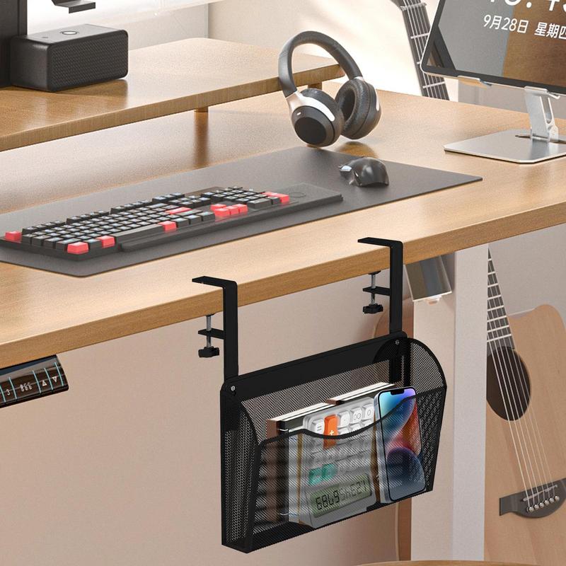 Metal Desk Storage Rack Adjustable Waterproof Under Table Organizer Space-Saving Storage Rack Under Shelf Organizer For Home