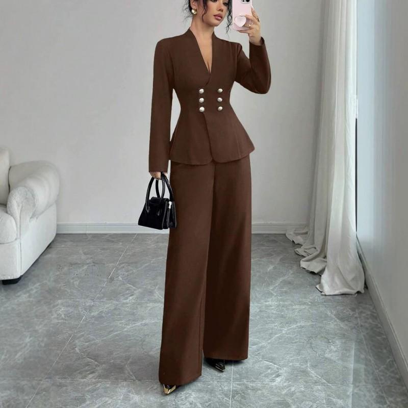 Womens Asymmetrical Wine Red Blazer Set