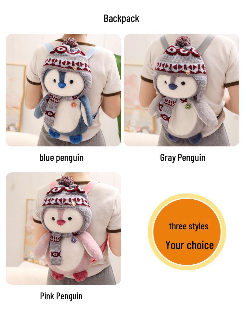 Japanese Style Harbin Penguin Plush with Scarf & Hat - Adorable Cultural Gift