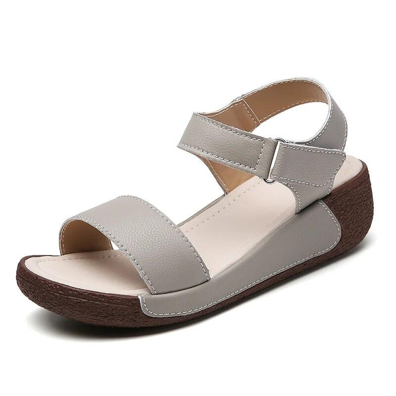 

Женские легкие босоножки на танкетке, новинка 2023 года, летние сандалии, женские элегантные босоножки на платформе на танкетке Sandalias Mujer 41 серый