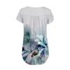 Tunica a maniche corte da donna T-shirt larghe T-shirt casual taglie forti Tunica a pieghe Bottoni T-shirt floreali estive casual per le donne
