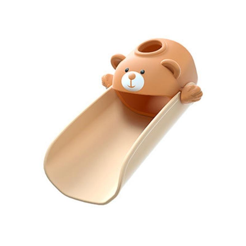 Child Friendly Bear Sink Faucet Extension with Heat Sensitive Feature Cartoon Bear Silicone Faucet Extender for Bathroom