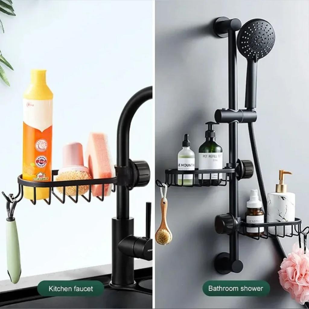 Kitchen Sink Holder Adjustable Shower Rack Bathroom Storage Shampoo Soap Sponge Drain Organizer Kitchen Accessories Organizer