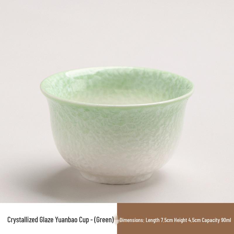 Elegant Crystalline Glaze Ceramic Teacup Set with Coaster - High-Grade Gongfu Tea Brewing & Tasting Cup
