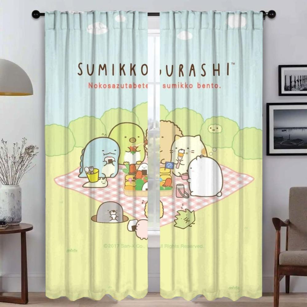 Window Curtain for Room 2 Panel Sumikko Gurashi Curtains for Bedroom Partition Halloween Decoration Home Interior Curtains Child