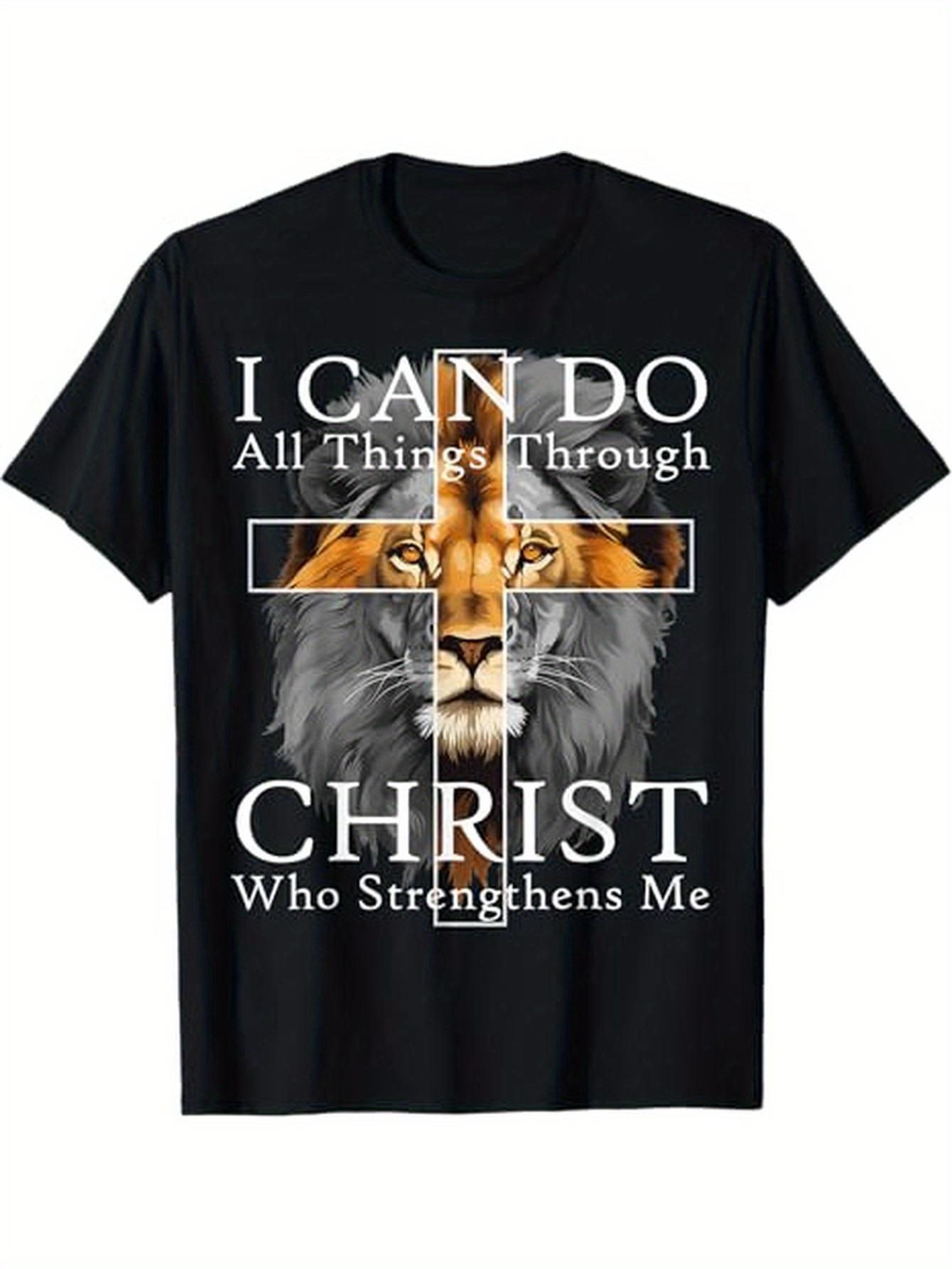 

Christian Lion Faith T-shirt, 100% Cotton, Halloween, Thanksgiving, Christmas Gift, Suitable for Men s Families and Friends 3XL