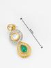 Gold-Plated Green & White Stone-Studded & Beaded Handcrafted Jewellery Set