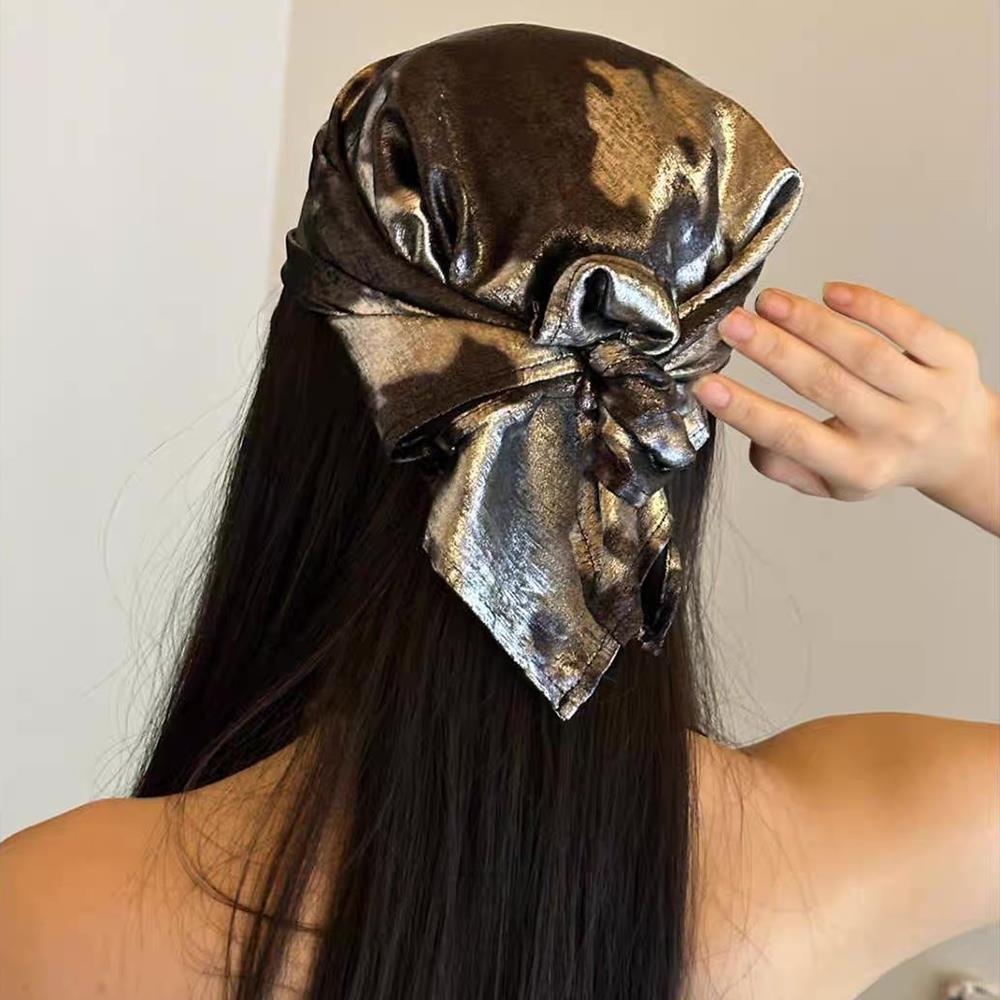 Multifunctional Turban Headband Y2K Hair Shawl Wrap Thin Smooth Neck Scarf Sweet Leopard Print Decor Vintage Cute Hair Scarf