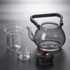 Large Capacity 1000ml Steaming and Boiling Heat-resistant Glass Teapots With Infuser Filter Wooden Handle Lifting Beam Tea Pot