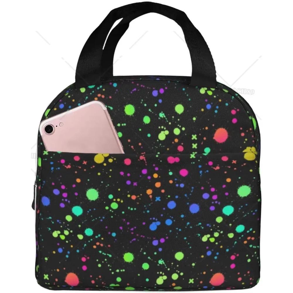 Bunte Sterne Tragbare Aluminiumfolie Verdickte Isolierung Lunchtasche Wiederverwendbare Großraum-Lunchbox für Jungen/Mädchen/Männer/Frauen