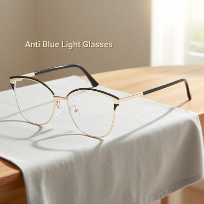 New Fashion Women Flat Light Glasses Ultra Light HD Display Anti Blue Light Young Versatile Luxury Eyewear
