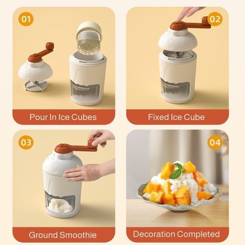 Portable Fast Ice Breaker Hand Crank Shaved Ice Making Machine DIY Hand-Cranked Ice Shaver – Household Manual Snow Cone Smoothie
