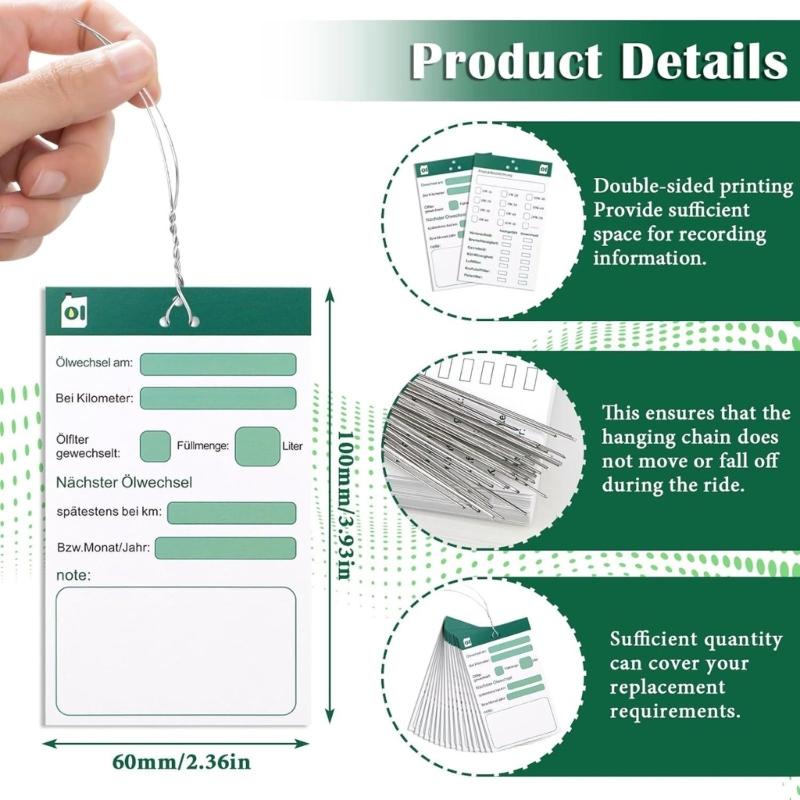 50pcs/100pcs Auto Maintenance Pendants Oil Change Note Reminder Label Oil Change Notes 6x10cm Oil Change Pendants