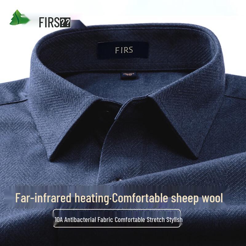 FIRS Men s Wool Blend Brushed Thickened Long-Sleeve Casual Shirt 175/92A