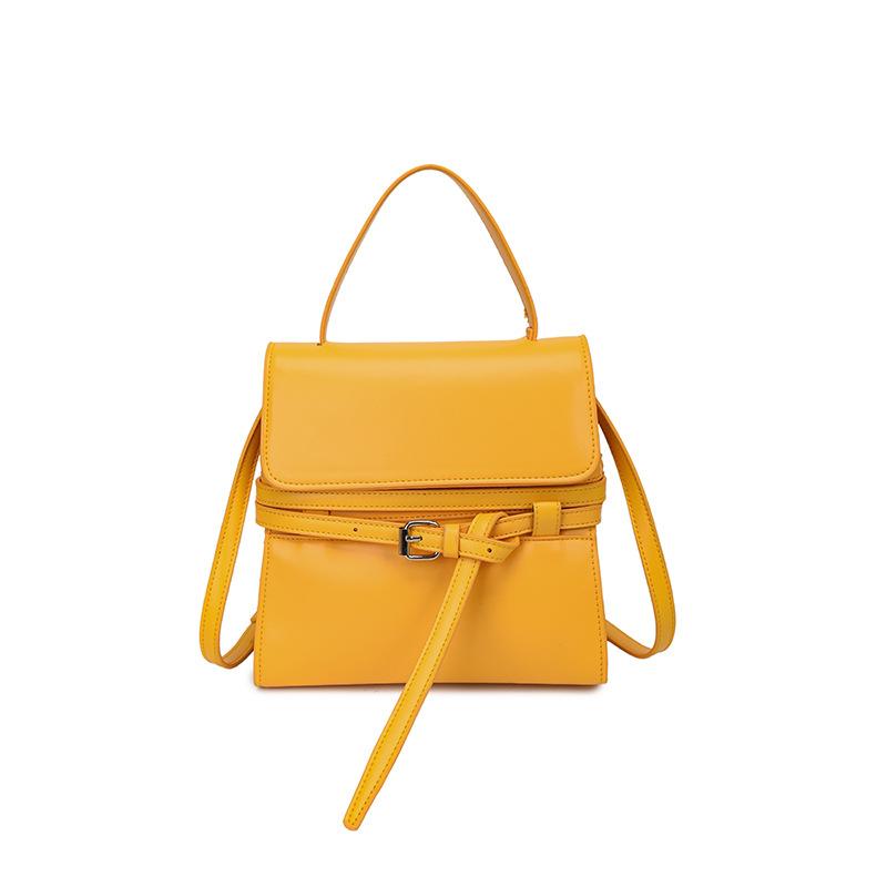 Mini Structured Crossbody Bag with Top Handle and Belt Detail Elegant Women's Shoulder Bag for Daily Use and Fashion Outings