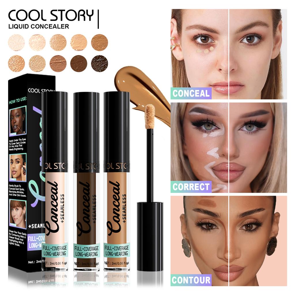 Concealer Covers Acne Marks, Dark Circles, Spots, Tattoos, Scars, Contouring Foundation, Long-lasting Waterproof and Quick-drying Liquid Concealer