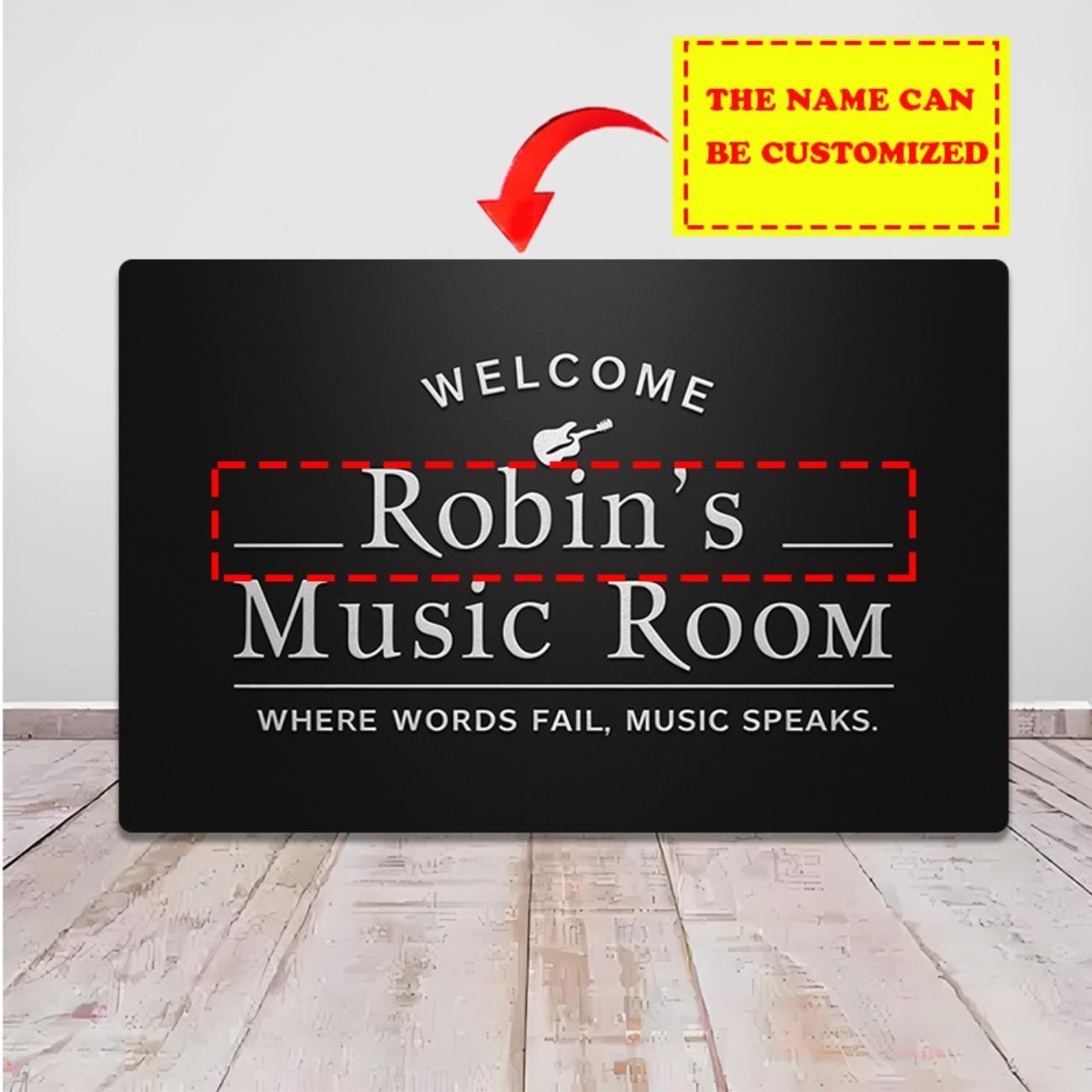 Custom Music Room Metal Sign Personalized Name Studio Wall Decor белый