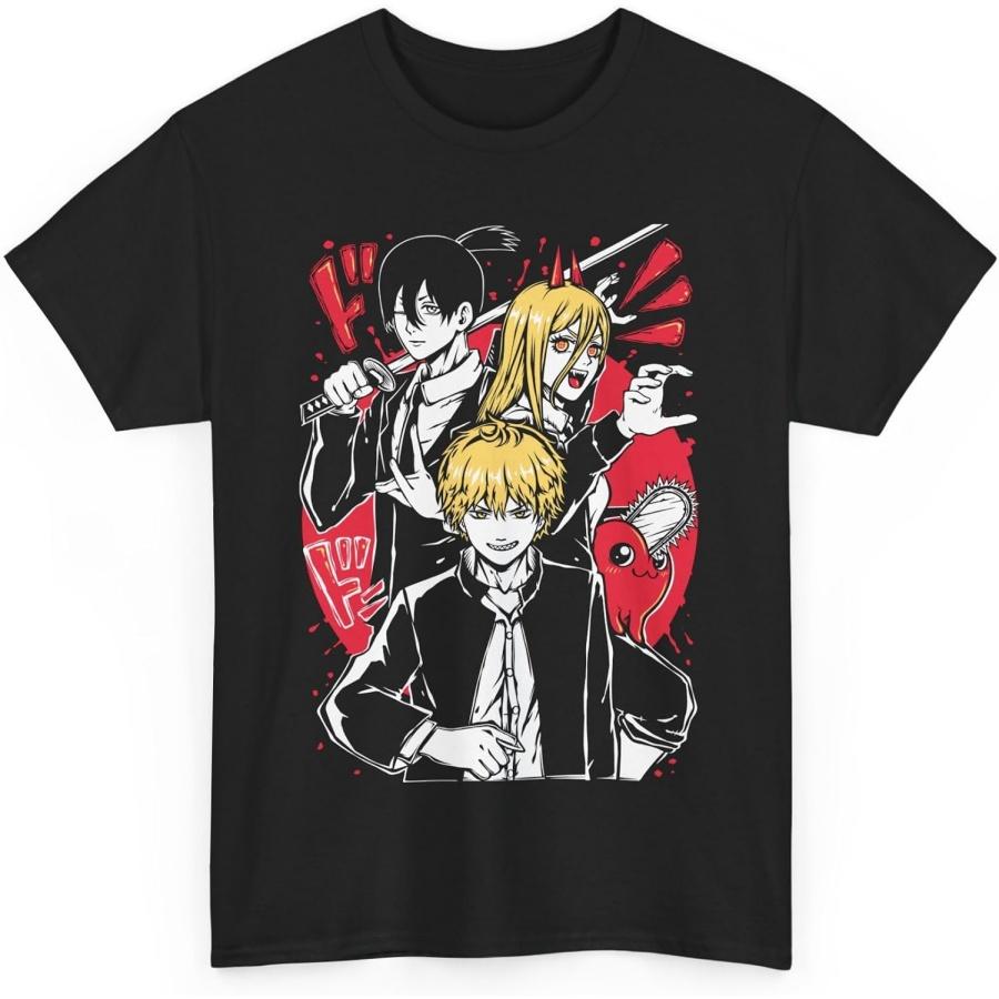 Power Chainsaw Devil Manga Anime T-Shirt Graphic Tee Men Vintage Unisex Gift Cotton Makima Denji Soft Shirt Special CSM M-13 XXXXXL чёрный