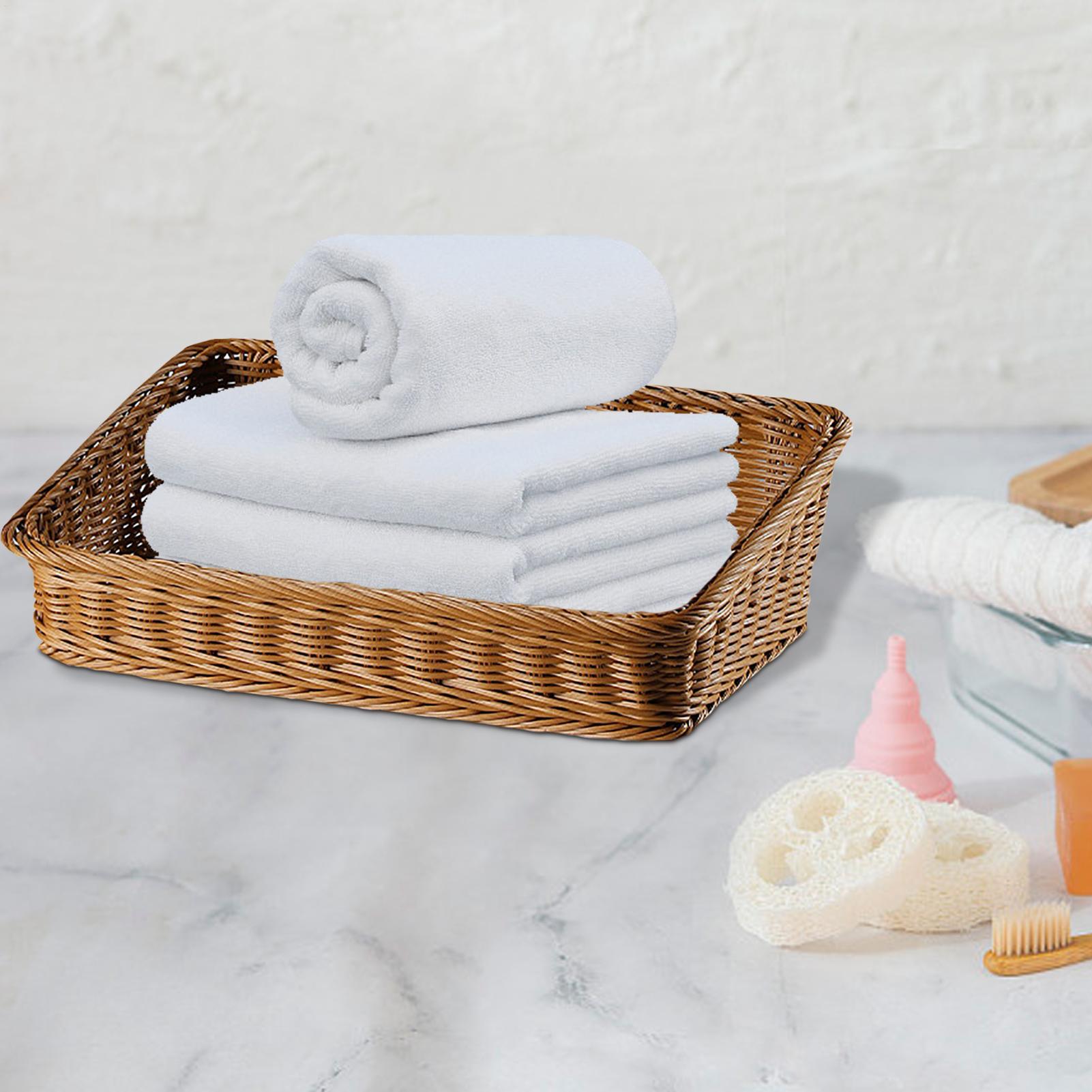 

Rectangular Rattan Serving Tray Wicker Woven Basket Bathroom Tray Woven Bread Baskets With Handles Storage Wicker Basket CN