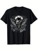 Gothic Bat Moon T Shirt Black with White Bat & Floral Design Casual Streetwear Parents Friends Regular Fit Sizes S XXXL Perfect for Halloween Birthday