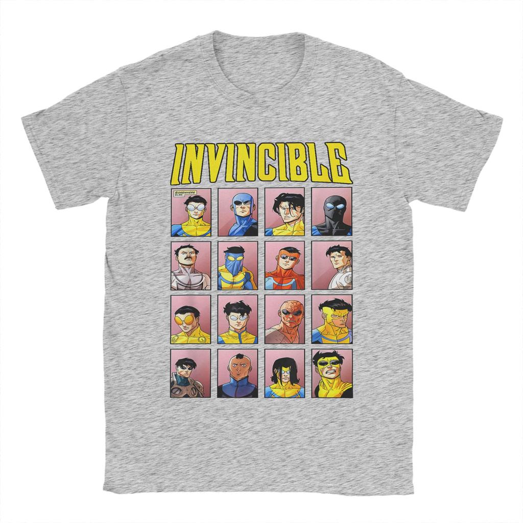 Invincible Variants Anime Men T Shirt Mark Grayson Novelty Tees Short Sleeve O Neck T-Shirts Cotton Gift Merch