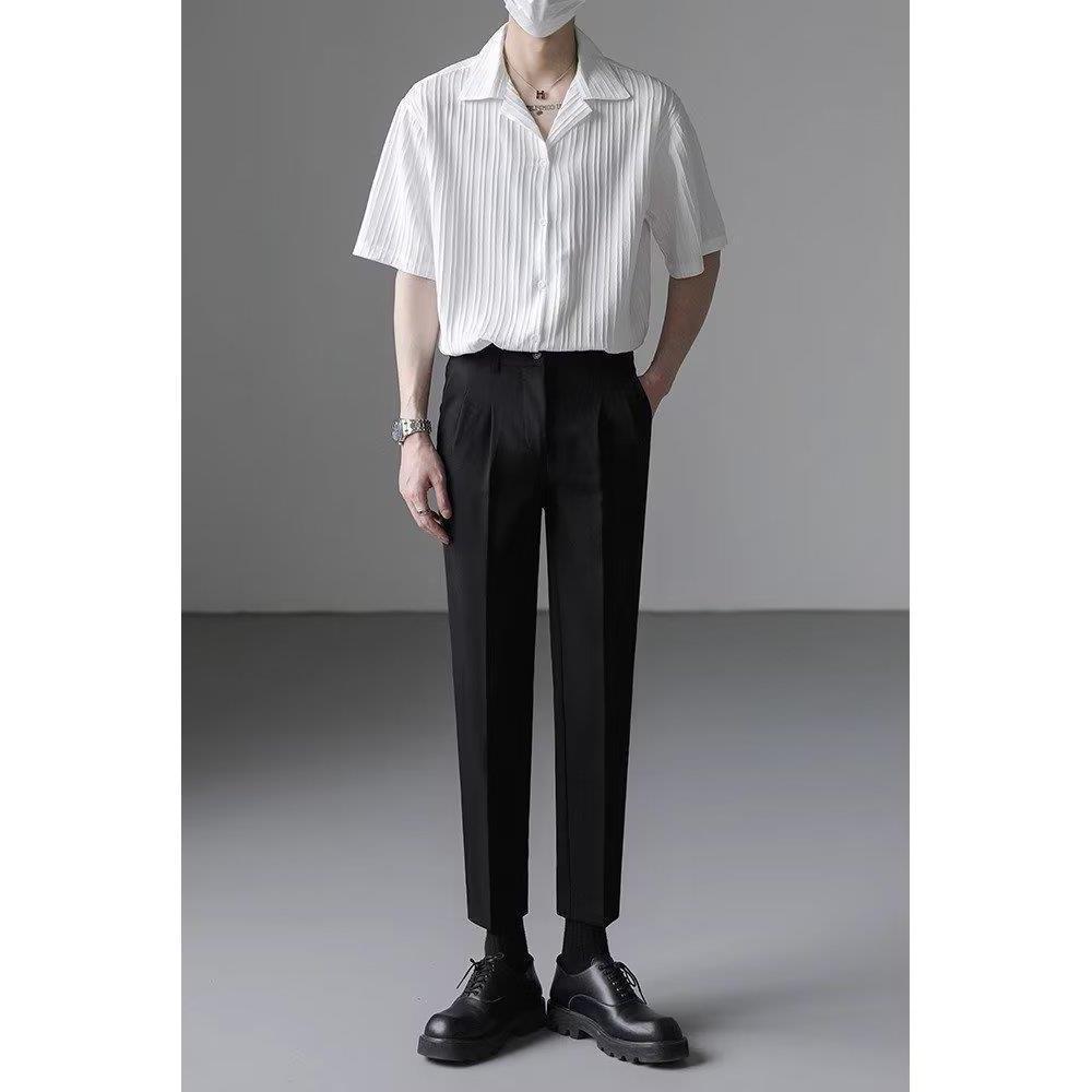 Men's Summer Ice Silk Casual Cuban Collar Shirt