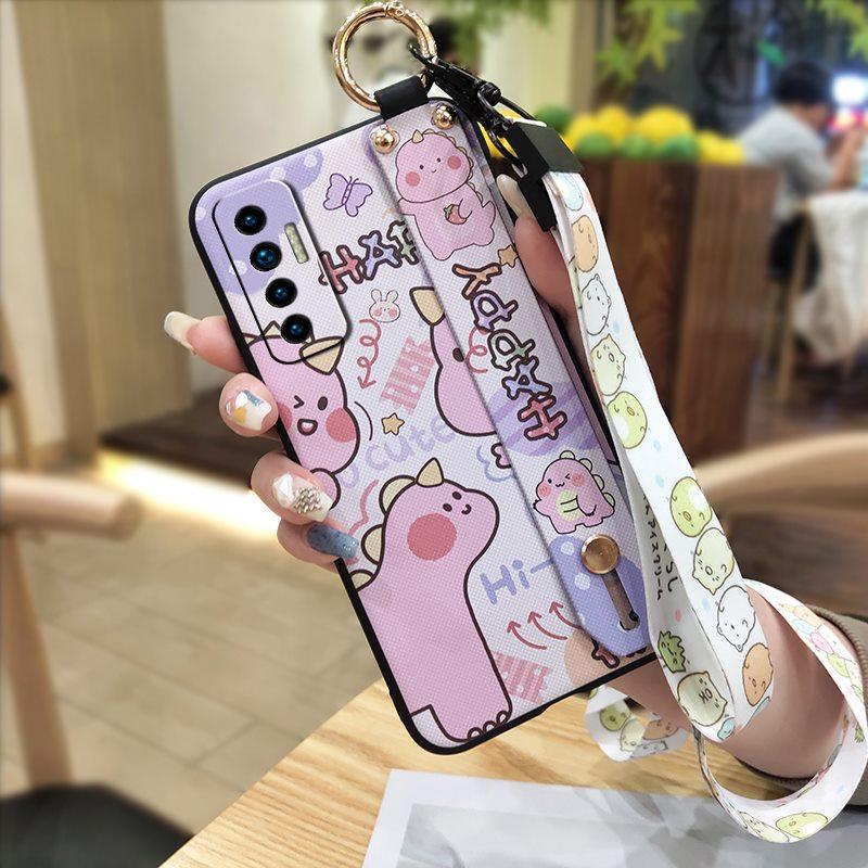 Protective Wristband Phone Case For Tecno Camon17P Kickstand Back Cover Ring Anti-knock Anti-dust Fashion Design Cute
